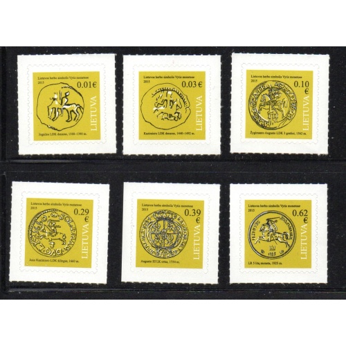 LIthuania Scott 1039-44 2015 Euro Coins White Knight stamp set mint NH