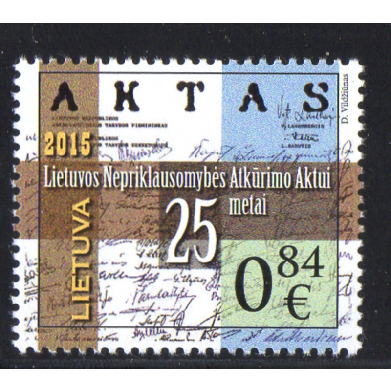 LIthuania Scott 1048 2015 25th Anniversary Independence stamp mint NH