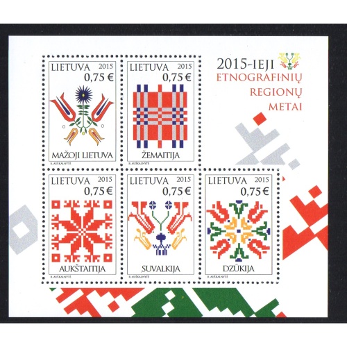 LIthuania Scott 1055 2015 Ethnographic Embroidery stamp sheet mint NH