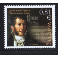 LIthuania Scott 1058 2015 Oginski, Composer, stamp mint NH