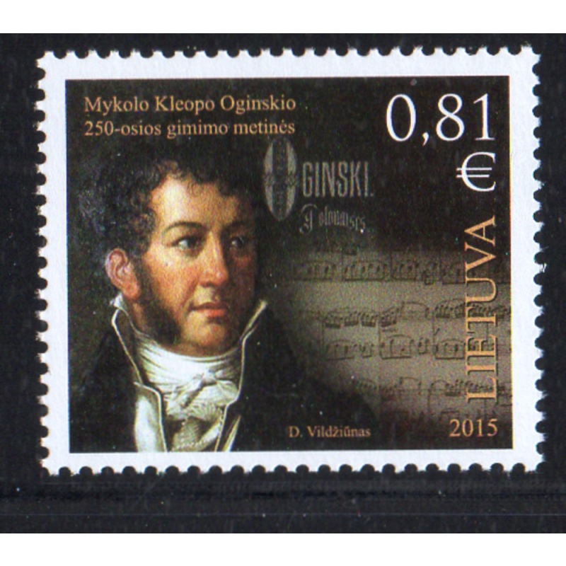 LIthuania Scott 1058 2015 Oginski, Composer, stamp mint NH