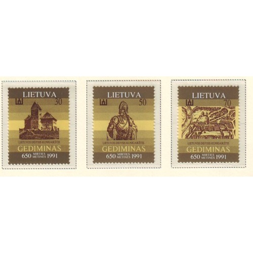 Lithuania Sc 400-02 1991 Grand Duke Gediminas stamp set mint NH