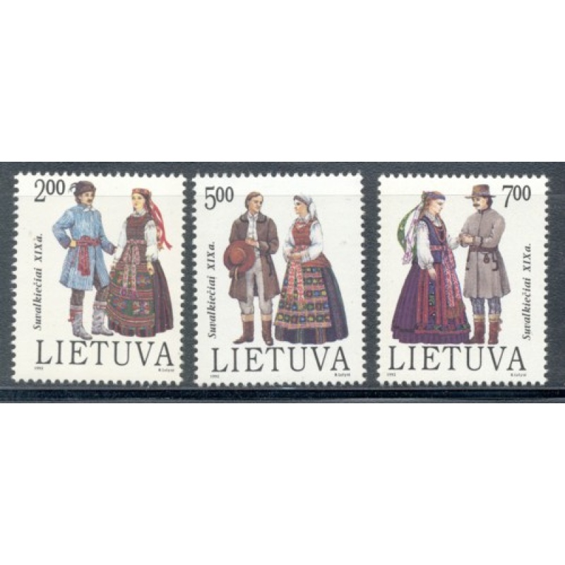 Lithuania Sc 434-36 1992 Sulwalki 19th Century Costumes stamp set mint NH