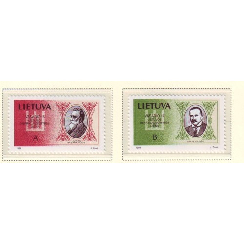 Lithuania Sc 440-1 1993 Basanavicius & Vileisis stamp set mint NH
