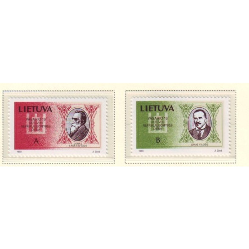 Lithuania Sc 440-1 1993 Basanavicius & Vileisis stamp set mint NH