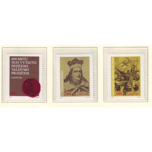 Lithuania Sc 442-44 1992 Grand Duke Vytautas stamp set mint NH