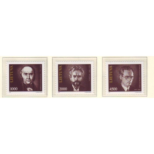 Lithuania Sc 446-448 1993 Famous Lithuanians stamp set mint NH