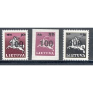 Lithuania Sc 450-52 1993 White Knight Surcharged stamp set mint NH