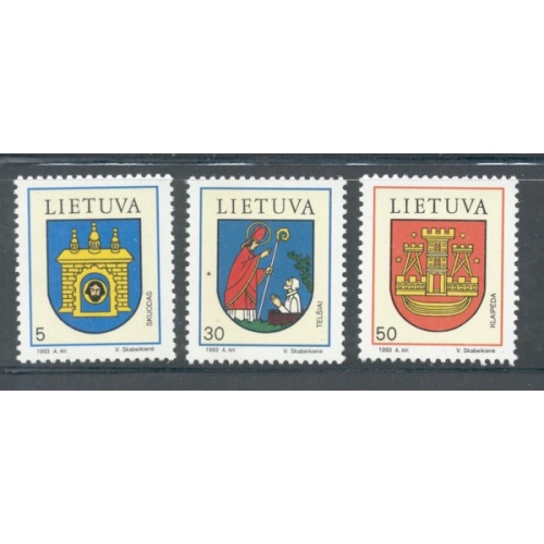 Lithuania Sc 454-56 1993 Coats of Arms stamp set mint NH