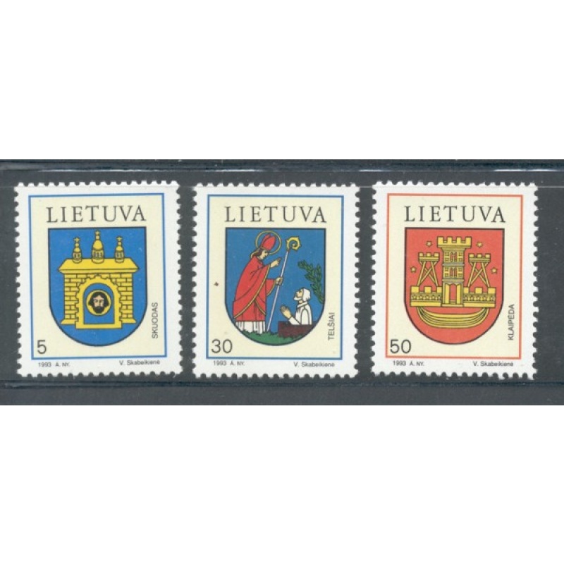 Lithuania Sc 454-56 1993 Coats of Arms stamp set mint NH