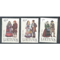 Lithuania Sc 465-67 1993 Dzukai Folk Costumes stamp set mint NH