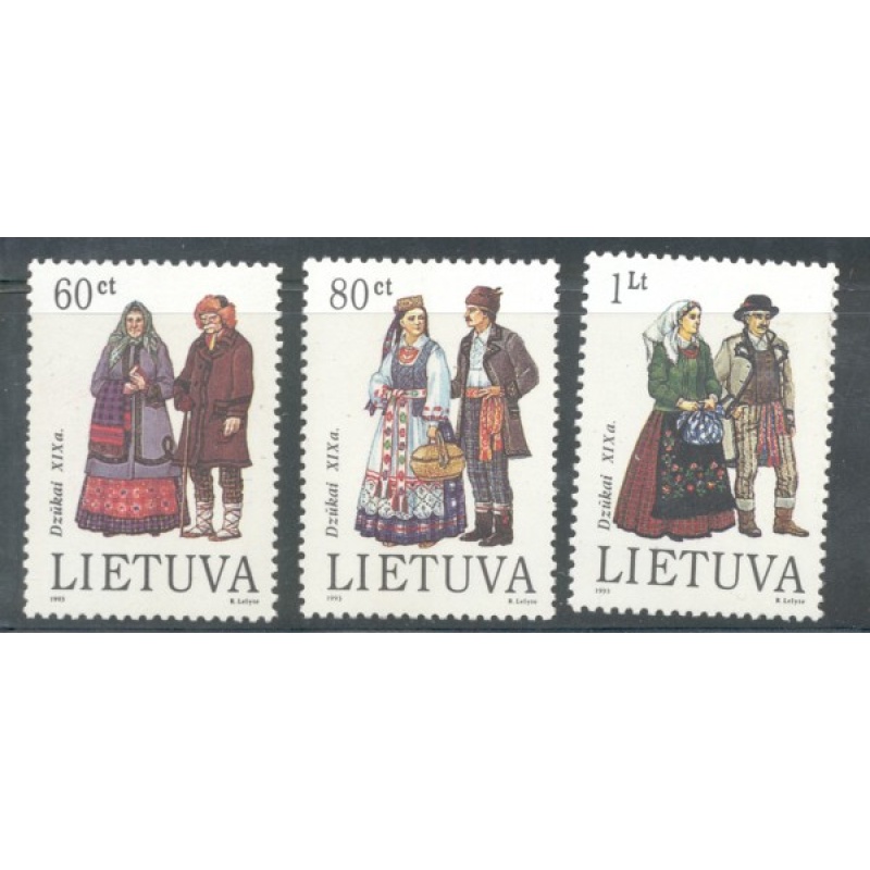 Lithuania Sc 465-67 1993 Dzukai Folk Costumes stamp set mint NH