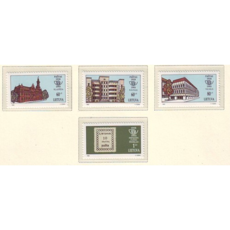 Lithuania Sc 468-71 1993 75th Anniversary Postal System stamp set mint NH