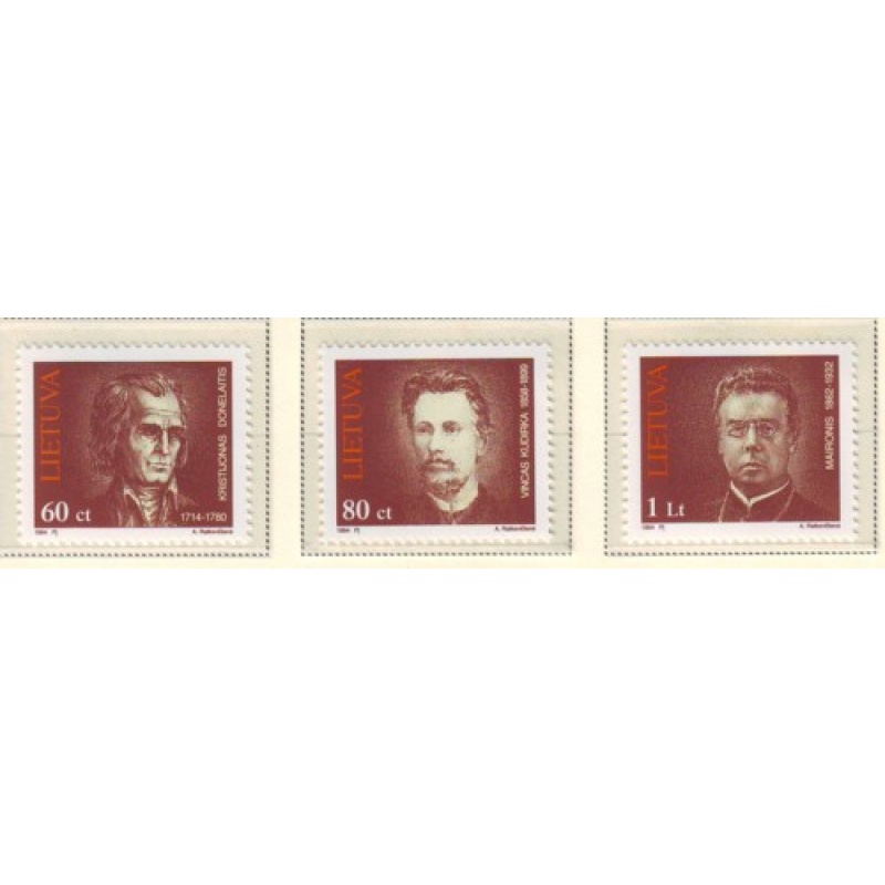 Lithuania Sc  475-477 Famous Lithuanians stamp set mint NH