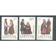 Lithuania Sc 493-495 1994 Folk Costumes stamp set mint NH