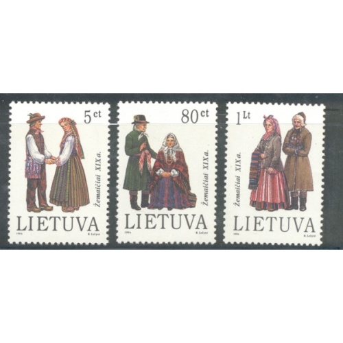 Lithuania Sc 493-495 1994 Folk Costumes stamp set mint NH