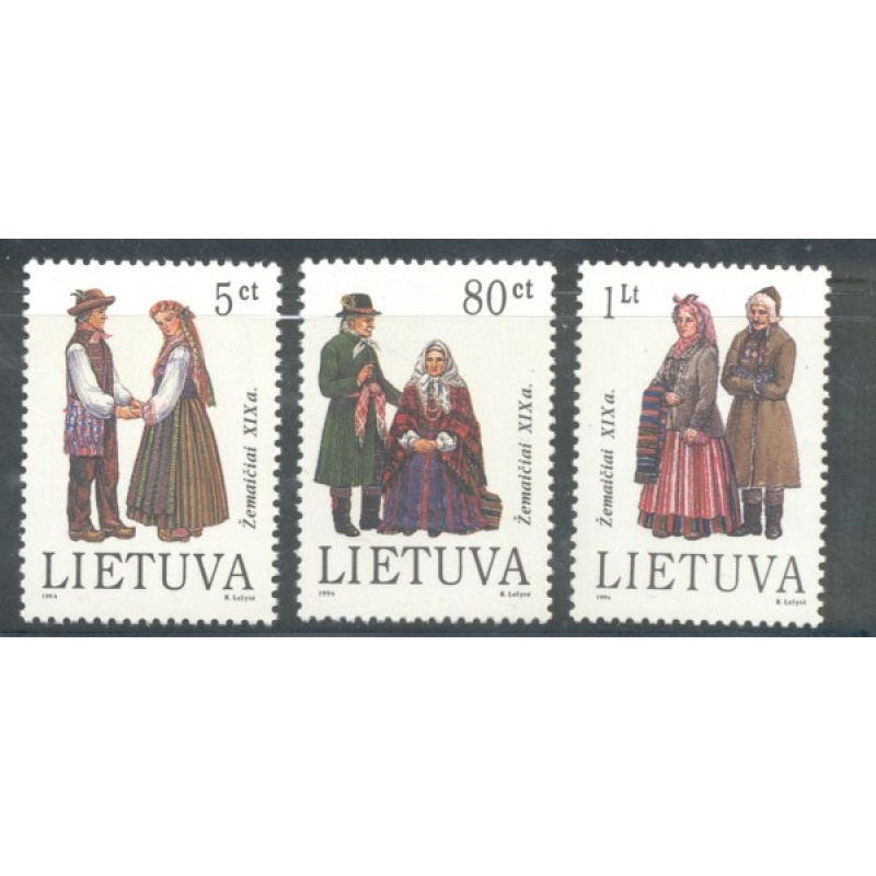 Lithuania Sc 493-495 1994 Folk Costumes stamp set mint NH