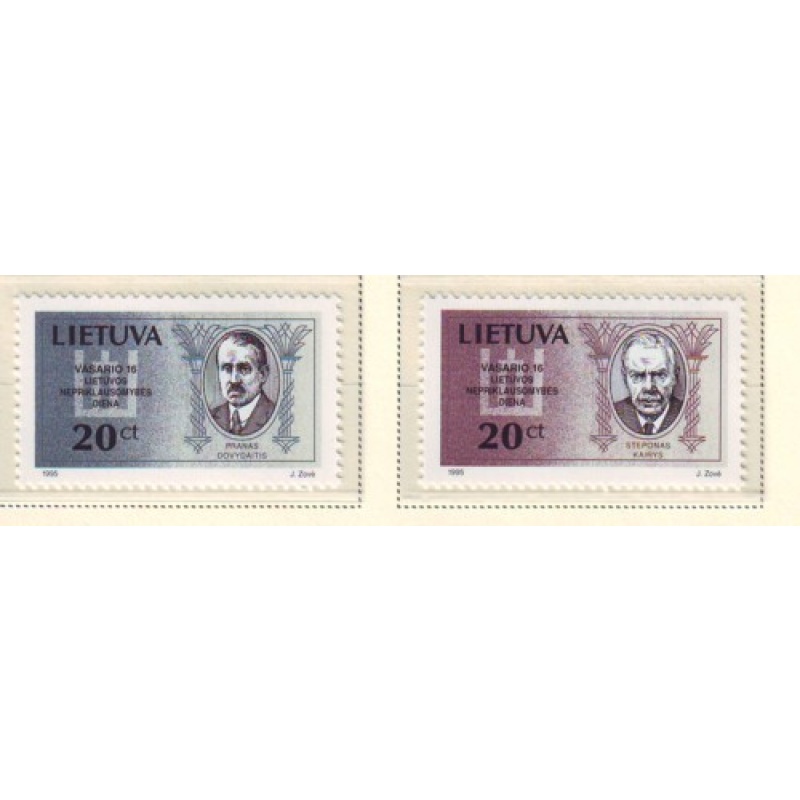 Lithuania Sc 506-507 1995 Famous Lithuanians stamp set mint NH