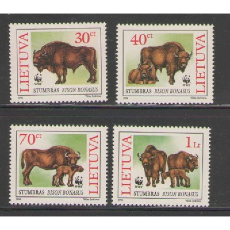 Lithuania Sc 529-32 1996 Bison WWF stamp set mint NH