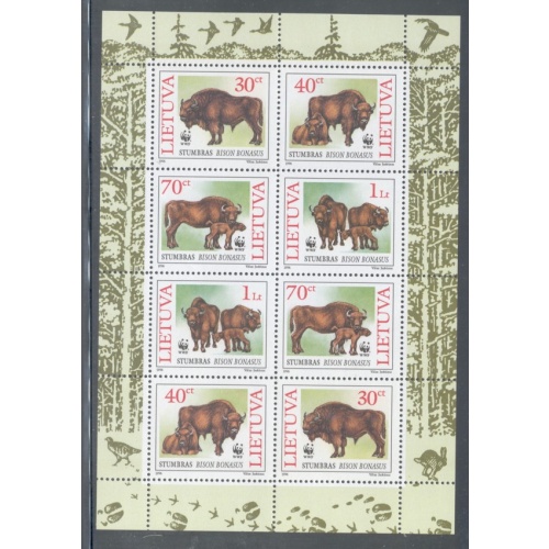 Lithuania Sc 532a 1996 Bison WWF stamp sheet mint NH