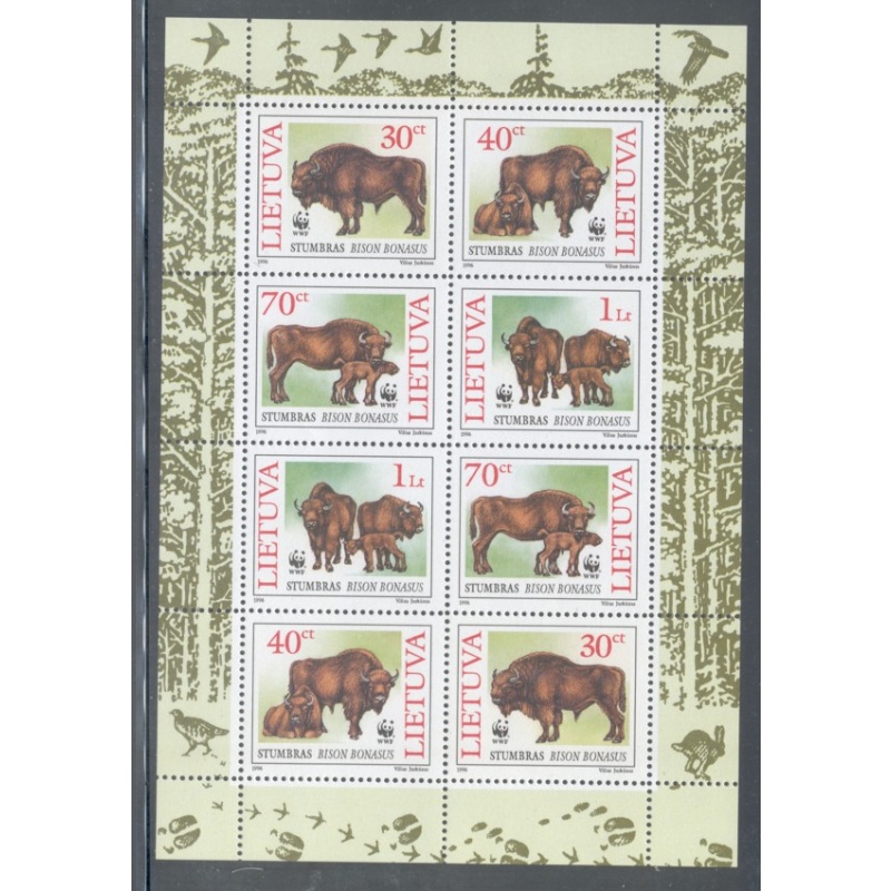 Lithuania Sc 532a 1996 Bison WWF stamp sheet mint NH