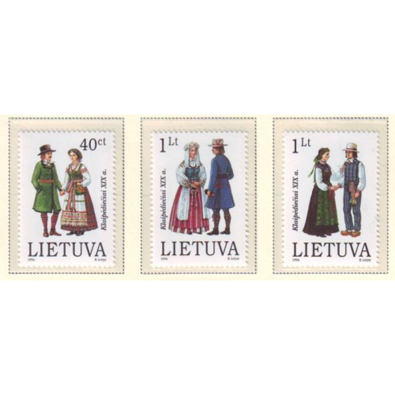 Lithuania Sc 539-41 1996 Klaipeda Folk Costumes stamp set mint NH
