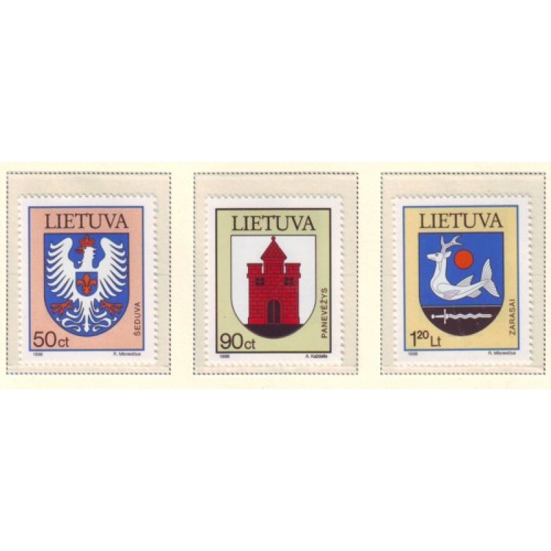 Lithuania Sc 554-56 1996 Coats of Arms stamp set mint NH
