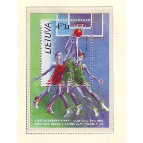 Lithuania Sc  557 1996 Olympic Basketball Team stamp sheet mint NH