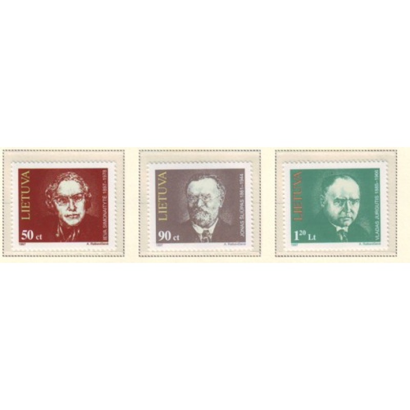 Lithuania Sc  560-62 1997 Famous Lithuanians stamp set mint NH