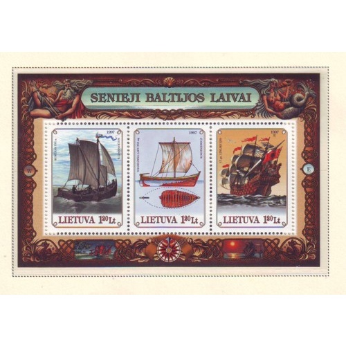 Lithuania Sc  572 1997 Old Baltic Ships stamp sheet mint NH