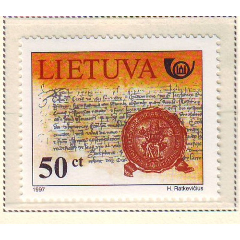 Lithuania Sc  585 1997 Letters of Gediminas stamp mint NH