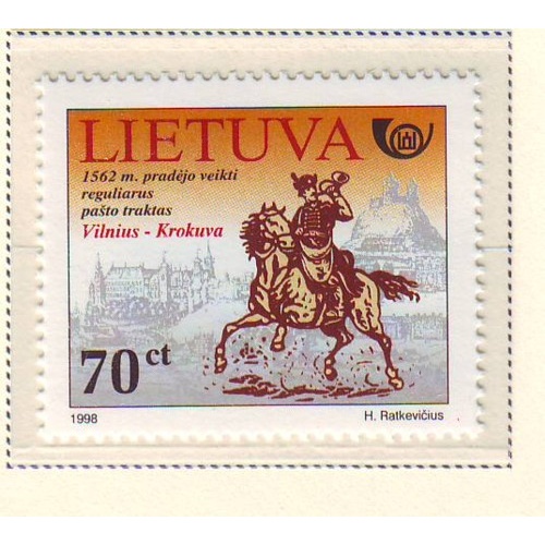 Lithuania Sc  611 1998 Vilnius-Cracow Post Route stamp mint NH