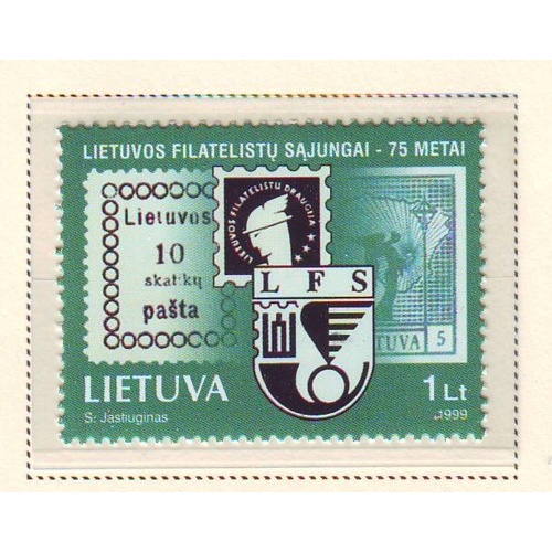 Lithuania Sc  636 1999 75th Anniversary Philatelic Society stamp mint NH
