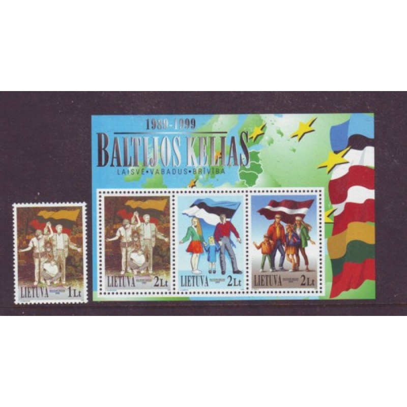 Lithuania Sc 639-40 1999 Baltic Chain stamp & sheet mint NH