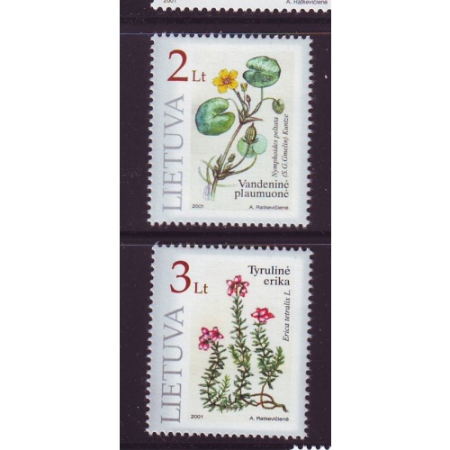 Lithuania Sc 693-694 2001 Flowers from Red Book stamp set mint NH