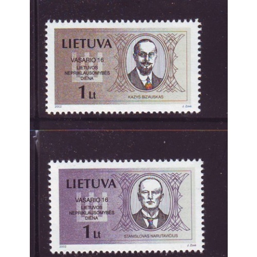 Lithuania Sc 711-712 2002 Bizauskas & Narutavcius stamp set mint NH