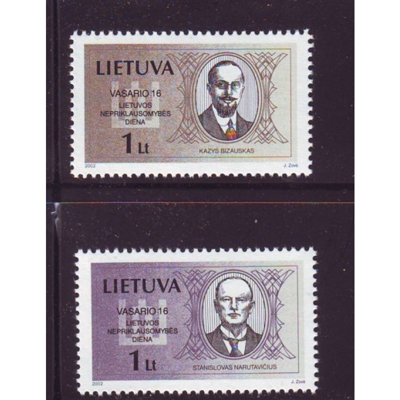 Lithuania Sc 711-712 2002 Bizauskas & Narutavcius stamp set mint NH
