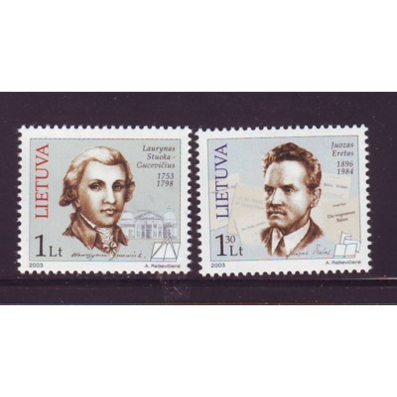 Lithuania Sc 734-735 2003 famous Lihtunaians stamp set mint NH