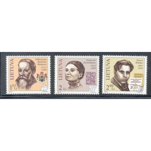 Lithuania Sc 967-9 2012 Famous Lithuanians stamp set mint NH