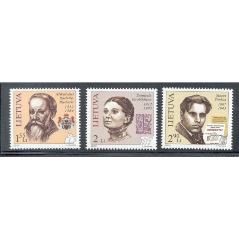 Lithuania Sc 967-9 2012 Famous Lithuanians stamp set mint NH