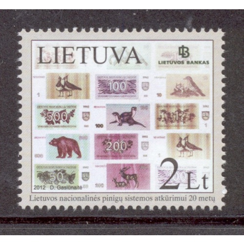 Lithuania Sc 983 2012 20th anniv Lithuanian Currency stamp mint NH