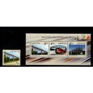 Lithuania Sc 985-986 2012 Railway Bridges stamp & sheet mint NH