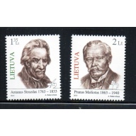 Lithuania Sc 993-94 2013 Famous Lithuanians stamp set mint NH