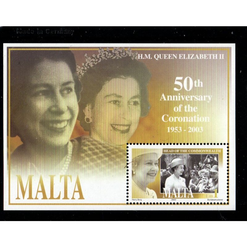Malta Sc 1133 2003 50th Anniversary Coronation QE II stamp sheet  mint NH