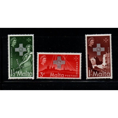 Malta Sc 263-265 1957 George Cross stamp set mint NH