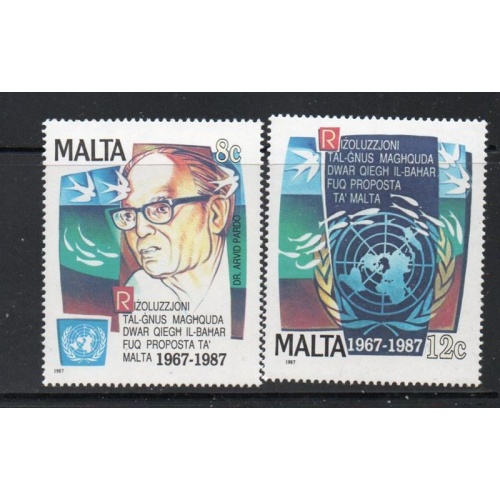 Malta Sc 707-708 1987 UN Resolution stamp set mint NH