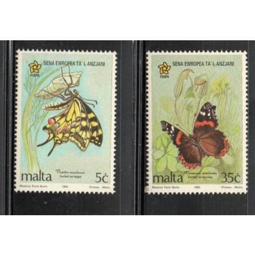Malta Sc 822-823 1993 Butterflies & Moths stamp set mint NH