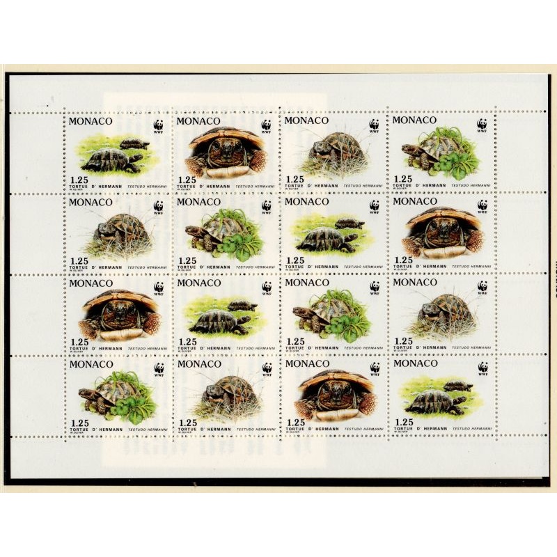 Monaco Sc 1778-1781 1991 WWF Turtle stamp sheet mint NH