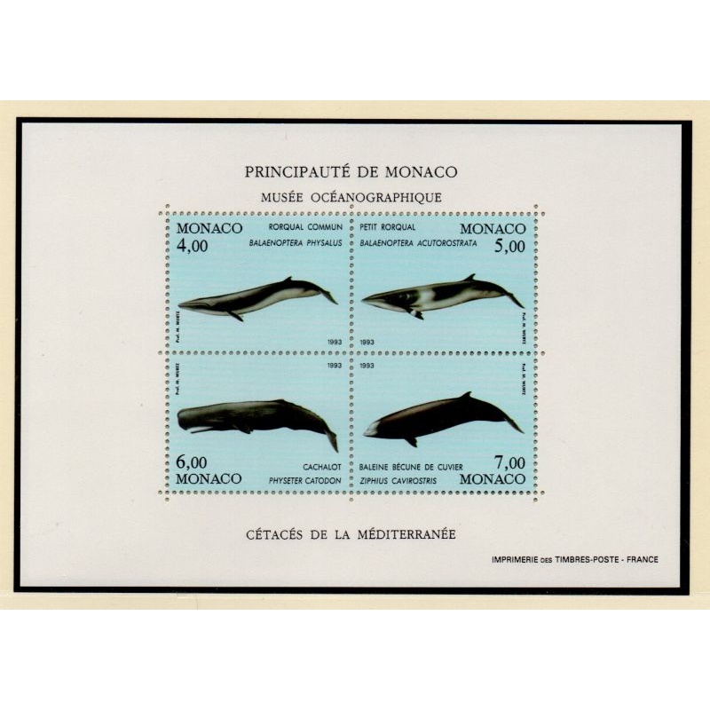Monaco Sc 1853 1993 Whales stamp sheet mint NH