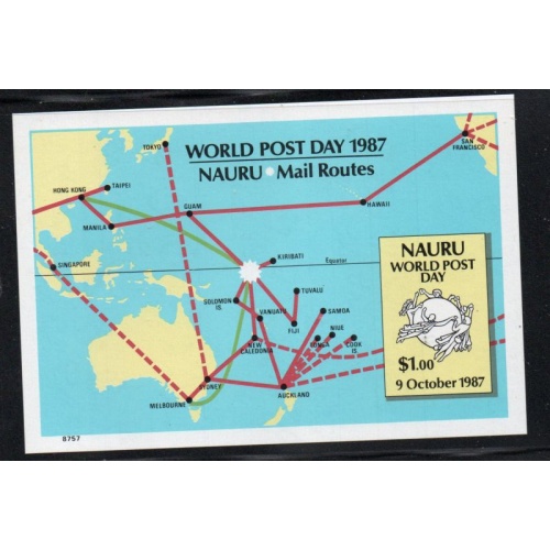 Nauru Sc 339 1987 World Post Day stamp sheet mint NH